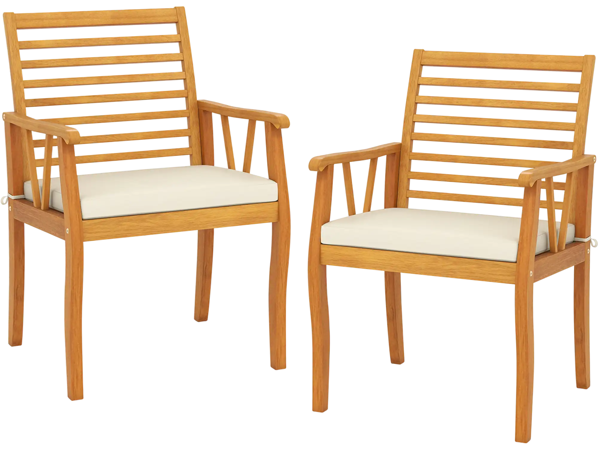 Costway 2-Piece Patio Dining Chairs Outdoor Acacia Wood Armchairs 389426175 New