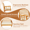 Acacia wood patio dining chair with ergonomic backrest, smooth armrests, and spacious seat for outdoor comfort.