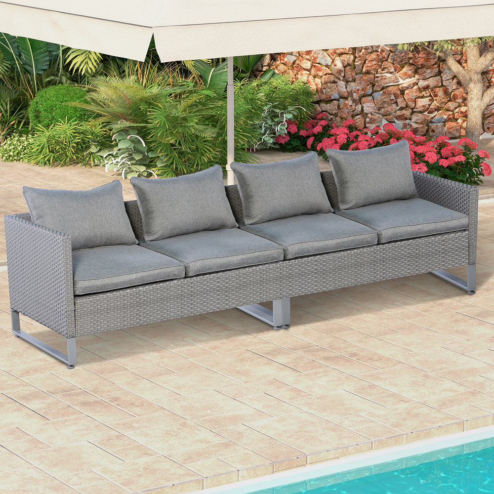 2 Pieces Patio Furniture Sofa Set with Cushions and Sofa Clips-Gray - Gallery View 1 of 10