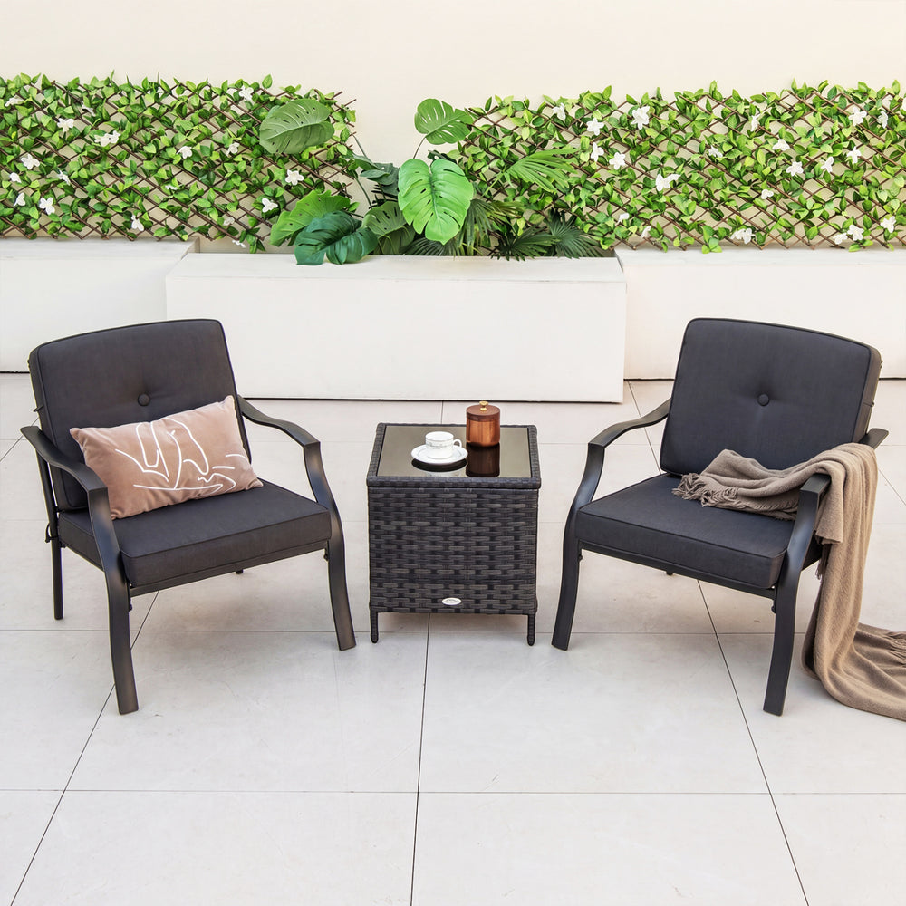 2 Pieces Patio Metal Chairs with Seat and Back Cushions for Yard-Black - Gallery View 1 of 6