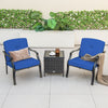 2 Pieces Patio Metal Chairs with Seat and Back Cushions for Yard-Navy - Gallery View 1 of 6