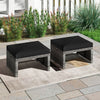 2 Pieces Patio PE Rattan Ottomans with Soft Zippered Cushions for Deck-Black - Gallery View 1 of 9