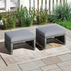 2 Pieces Patio PE Rattan Ottomans with Soft Zippered Cushions for Deck-Gray - Gallery View 1 of 9