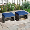 2 Pieces Patio PE Rattan Ottomans with Soft Zippered Cushions for Deck-Navy - Gallery View 1 of 9