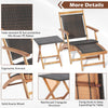 Folding lounge chair set featuring mix brown PE rattan and solid acacia wood, perfect for patio and garden relaxation.