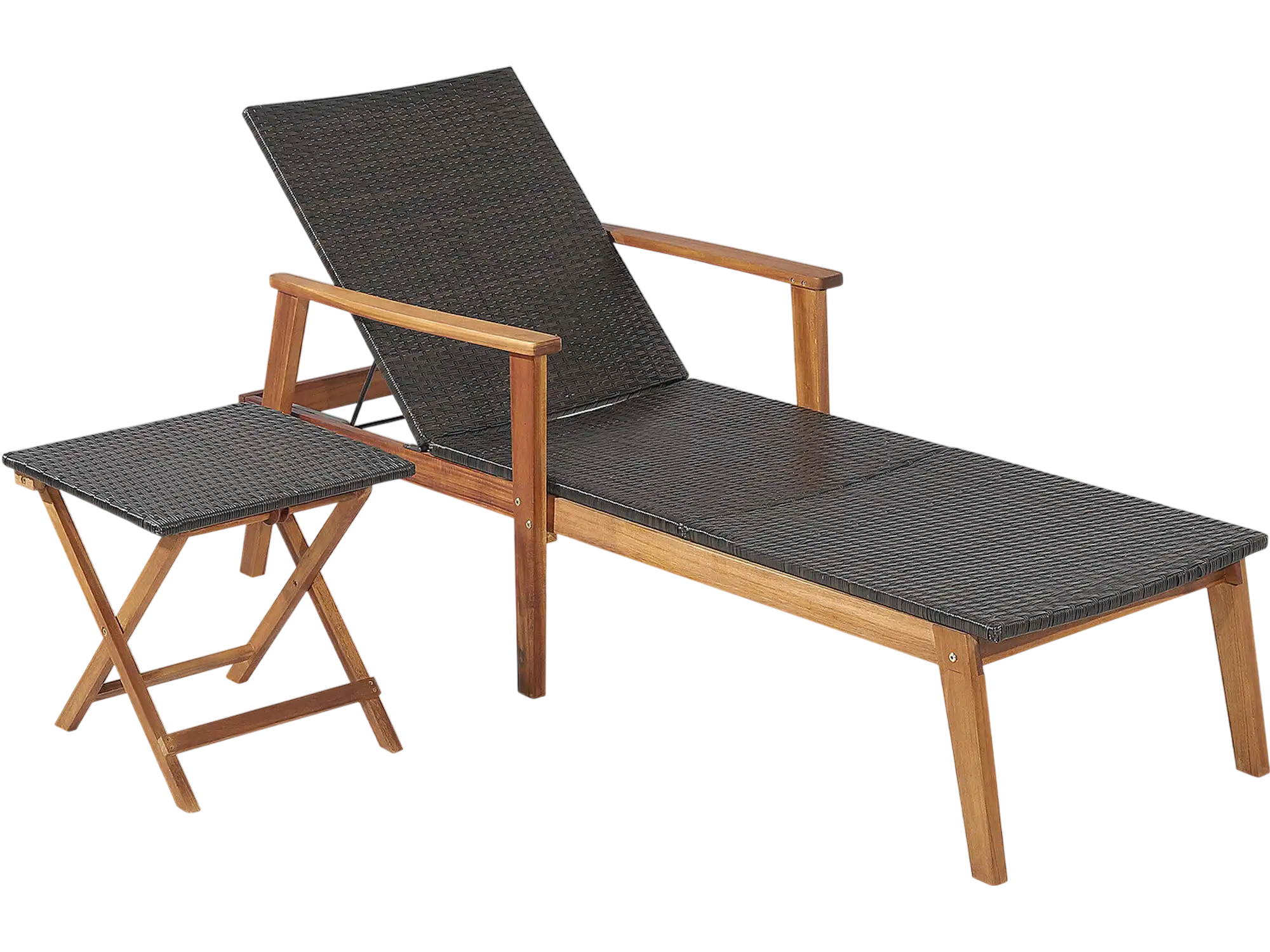 Costway Patio Chaise Lounge Table Set 4-Level Adjustable Backrest 23597681 New