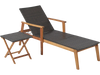Patio Chaise Lounge and Table Set with 4-Level Adjustable Backrest