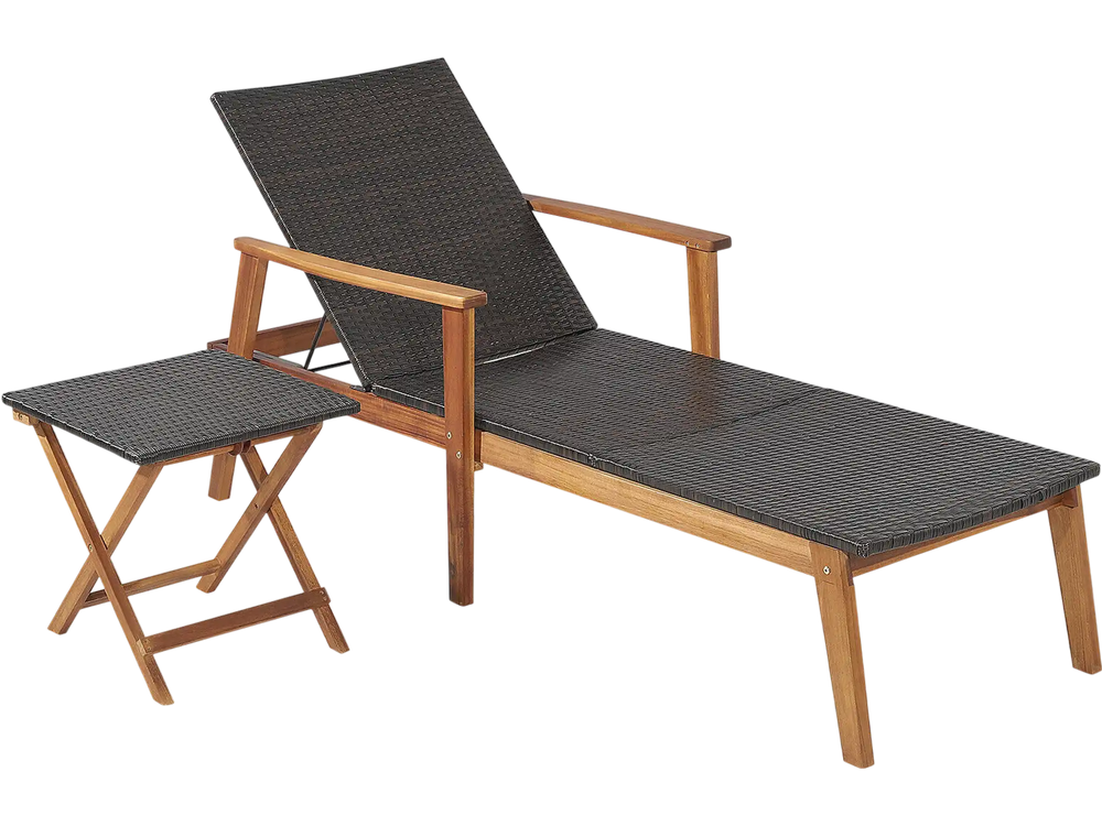 Patio Chaise Lounge and Table Set with 4-Level Adjustable Backrest