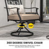360-degree swivel chair with blossom pattern backrest and thick cushion, perfect for outdoor relaxation and comfort.