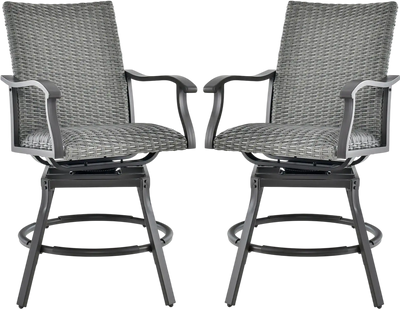 Costway 2-Pc Patio Swivel Bar Chair Set Quick-Dry 4D Air Fiber Cushion 39715682 New