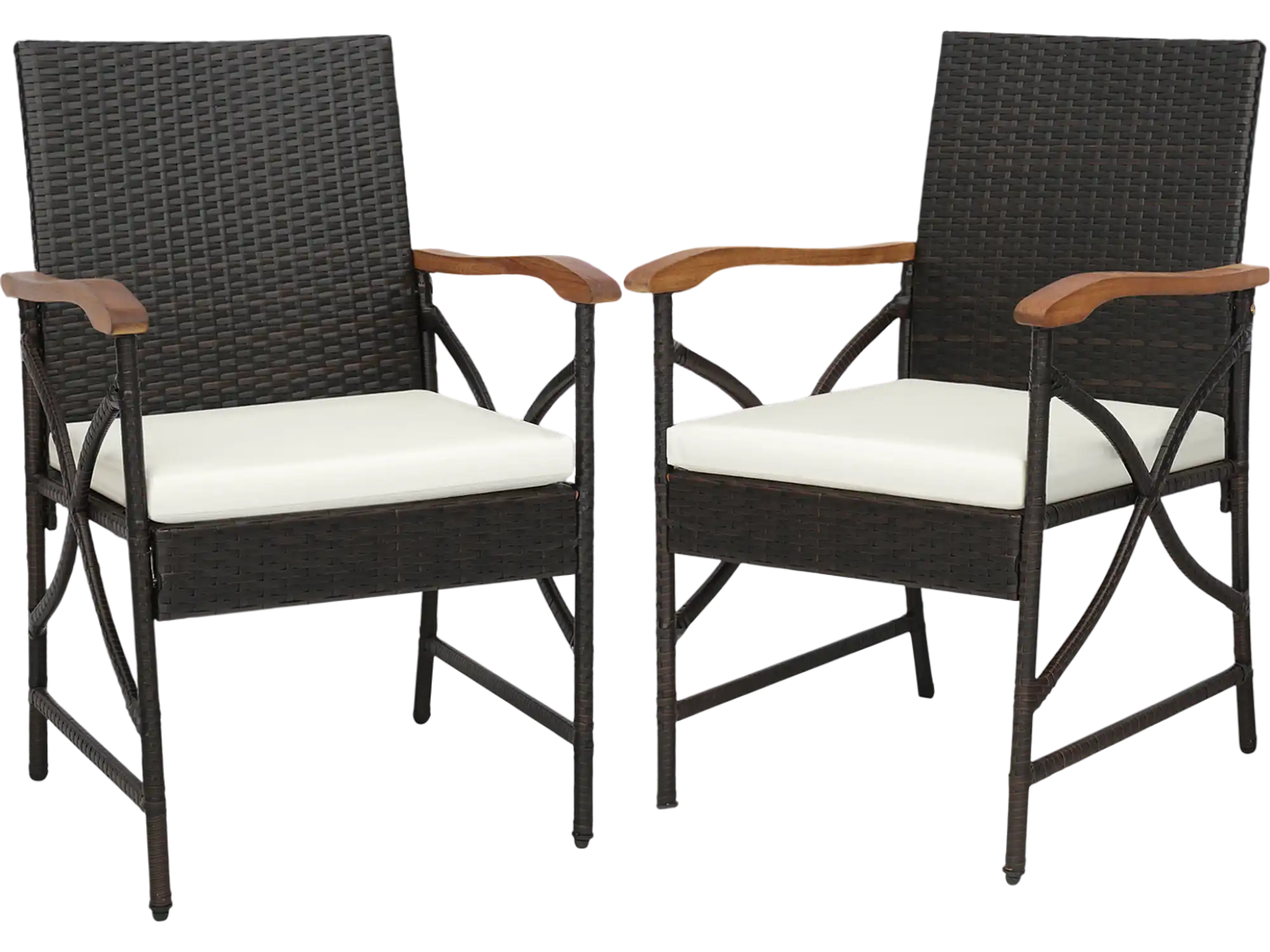 Costway Patio Wicker Dining Chairs w/ Zippered Cushions Set of 2 89325147 New
