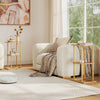 Natural bamboo side table with storage shelves, featuring a sturdy base and elegant design for living room organization.
