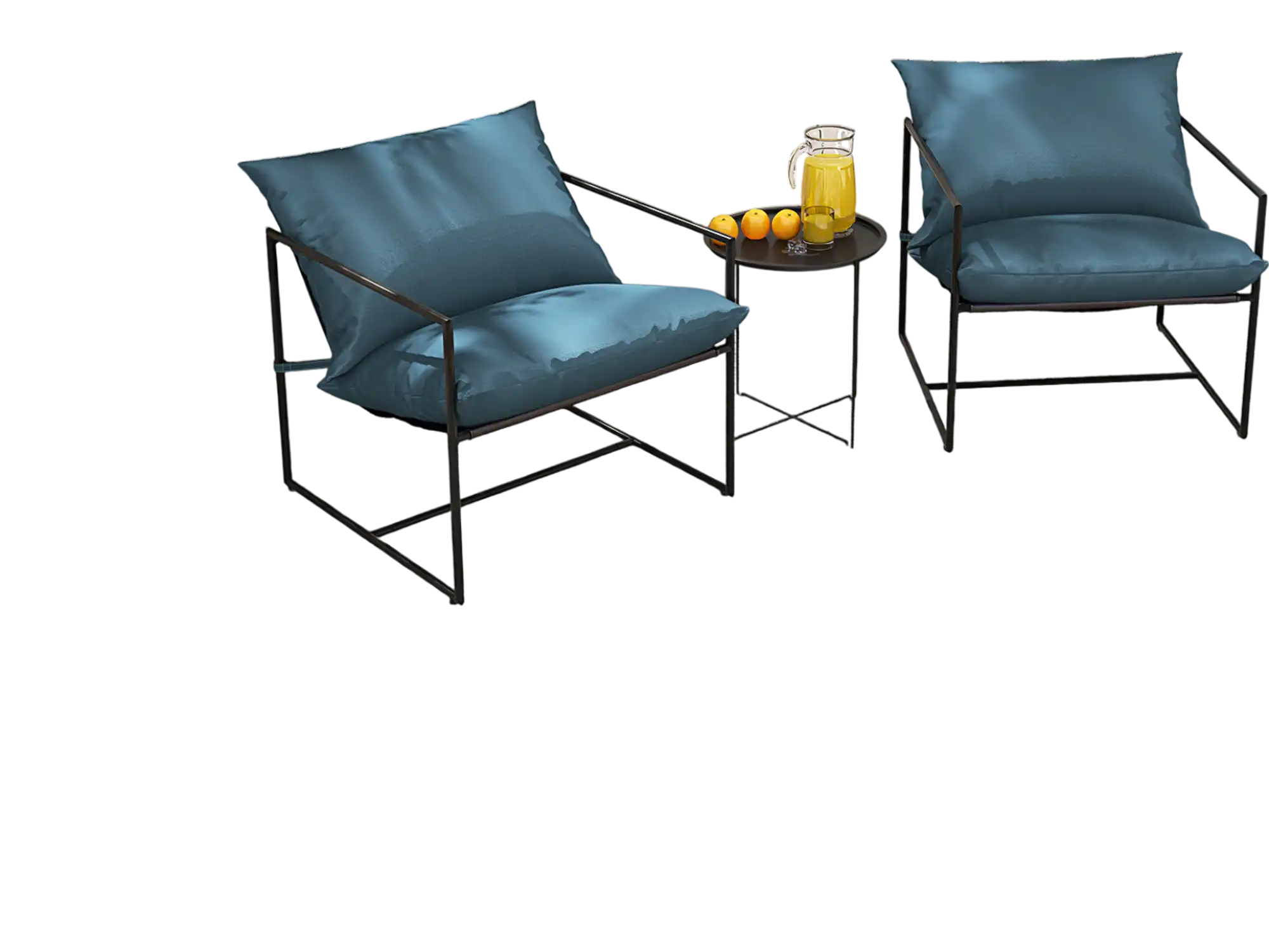 Costway 2-Pc Sling Accent Leisure Chairs Indoor Outdoor Navy 94715283 New