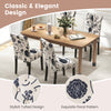 Tufted dining chair set in blue and white, featuring a stylish floral pattern and adjustable anti-slip foot pads.
