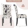 Side view of a tufted dining chair with blue and white linen fabric, featuring a curved backrest and adjustable foot.