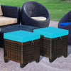 2 Pieces Patio Rattan Ottoman Set with Removable Cushions-Turquoise - Gallery View 1 of 10