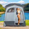 2 Rooms Oversize Privacy Shower Tent with Removable Rain Fly and Inside Pocket-Gray - Gallery View 1 of 10