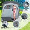 Oversize privacy shower tent with dual rooms, inner pocket, and top hook for hanging toiletries, ideal for outdoor use.