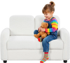 2-seat kids sofa in white with soft teddy fleece upholstery, perfect for toddlers to sit and relax together.