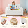 2-seat kids sofa in white with soft teddy fleece upholstery, sturdy plywood frame, perfect for playrooms or bedrooms.