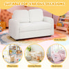 2-seat kids sofa in white with soft teddy fleece upholstery, perfect for playroom, bedroom, or living room use.