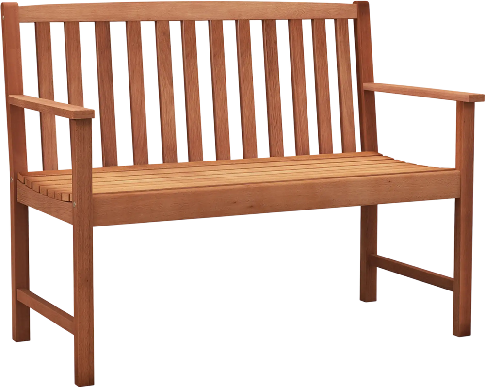 2-Seat Patio Wood Bench with Cozy Armrests and Backrest