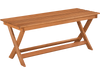 2-seat wooden garden patio bench with X-shaped legs in a natural finish, perfect for outdoor seating.