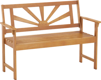 Costway 2-Seater Acacia Wood Patio Loveseat Bench w/ Backrest Armrests 22452731 New