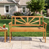 Acacia wood 2-seater loveseat bench with sunshine back pattern, ideal for patio relaxation and stylish outdoor seating.