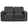Front view of a black 2-seater floor couch loveseat with removable corduroy cover and supportive foam for comfortable.
