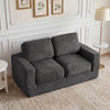 Black 2-seater floor couch loveseat with removable corduroy cover and supportive foam filling for cozy lounging.
