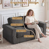 2-seater floor couch loveseat in black with ergonomic design, featuring back, lumbar, and hip support for comfortable.