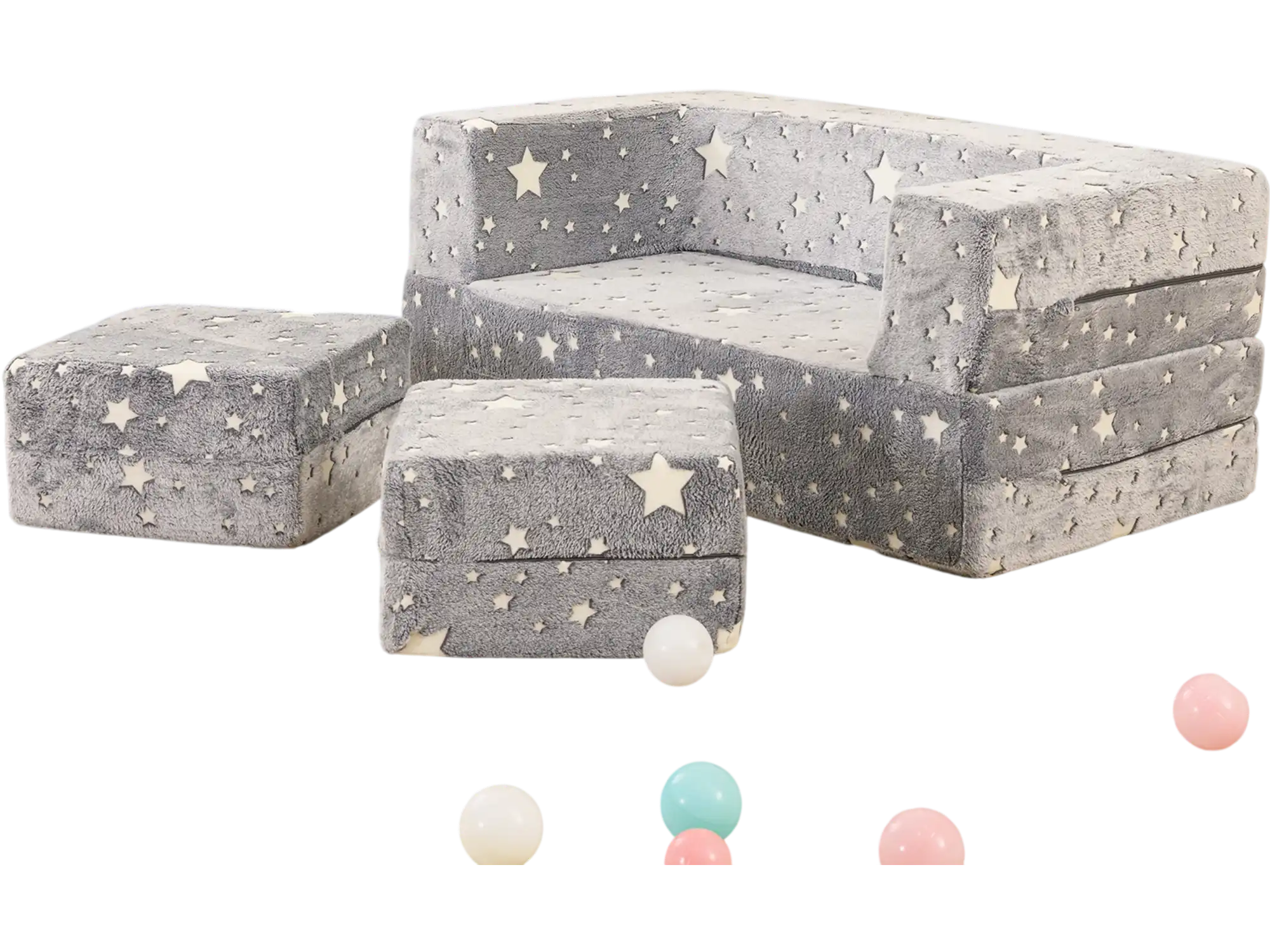 Costway 2-Seater Kids Play Couch Removable Washable Flannel Cover Gray 92863517 New