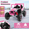 Pink 2-seater kids ride-on UTV with remote control, safety belts, and headlights for children over 3 years old.