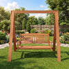 2-seater porch swing with adjustable chains, made of durable hardwood, perfect for garden or patio relaxation.