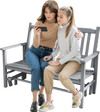 Gray 2-seat outdoor glider bench with armrests, perfect for relaxing in the garden or patio.