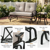 2-seat outdoor swing glider chair with beige cushions, sturdy steel frame, and unique gourd design for patio relaxation.