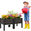 Elevated plastic raised garden bed planter kit with flowers, featuring rattan patterns and self-watering design for.