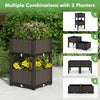 Two elevated plastic raised garden bed planters in brown, designed for versatile combinations, ideal for flowers and.