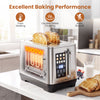 Toaster with 6 browning levels and 4 bread types, featuring even heating and auto shutoff for safe, efficient toasting.