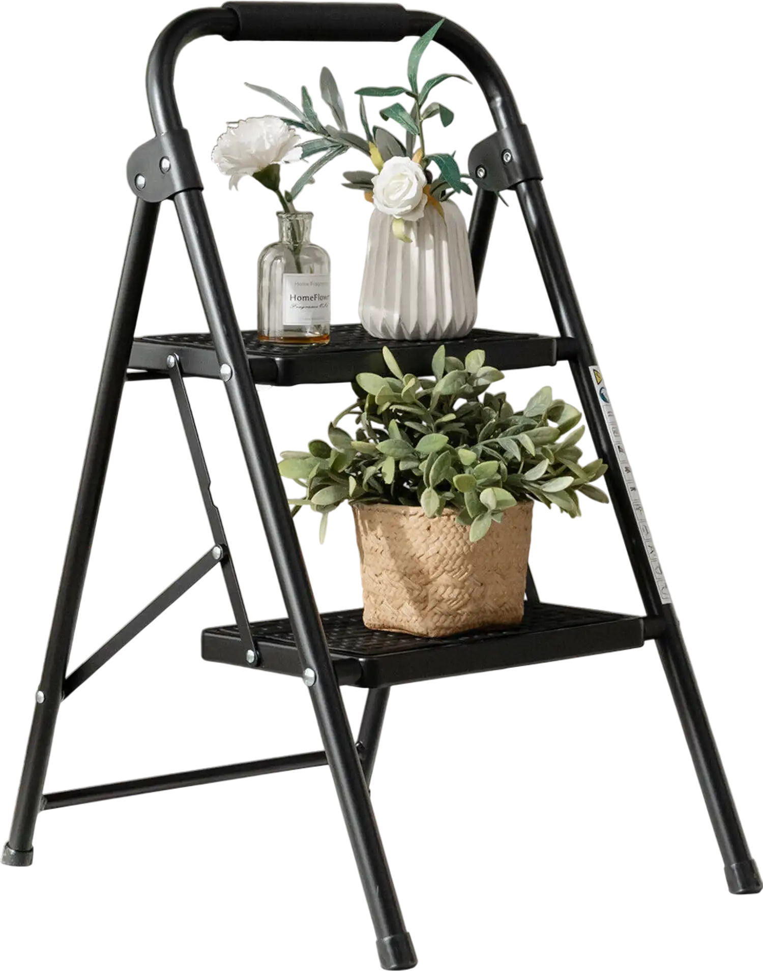 Costway 2-Step Folding Ladder Wide Anti-Slip Pedal 13462897 New