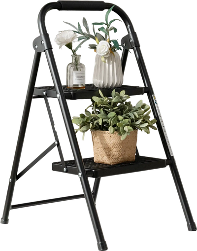 Costway 2-Step Folding Ladder Wide Anti-Slip Pedal 13462897 New
