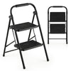 2-step ladder with wide anti-slip pedals, heavy-duty metal frame, and compact folding design for easy storage.