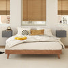 Floating gray nightstand with two storage drawers, perfect for bedroom essentials and space-saving design.