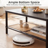 Boho coffee table with rubber wood frame and PVC rattan shelf, featuring 4.5" bottom space for easy cleaning underneath.