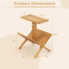2-tier side table with teak wood frame, featuring dimensions for versatile use as an accent or end table.
