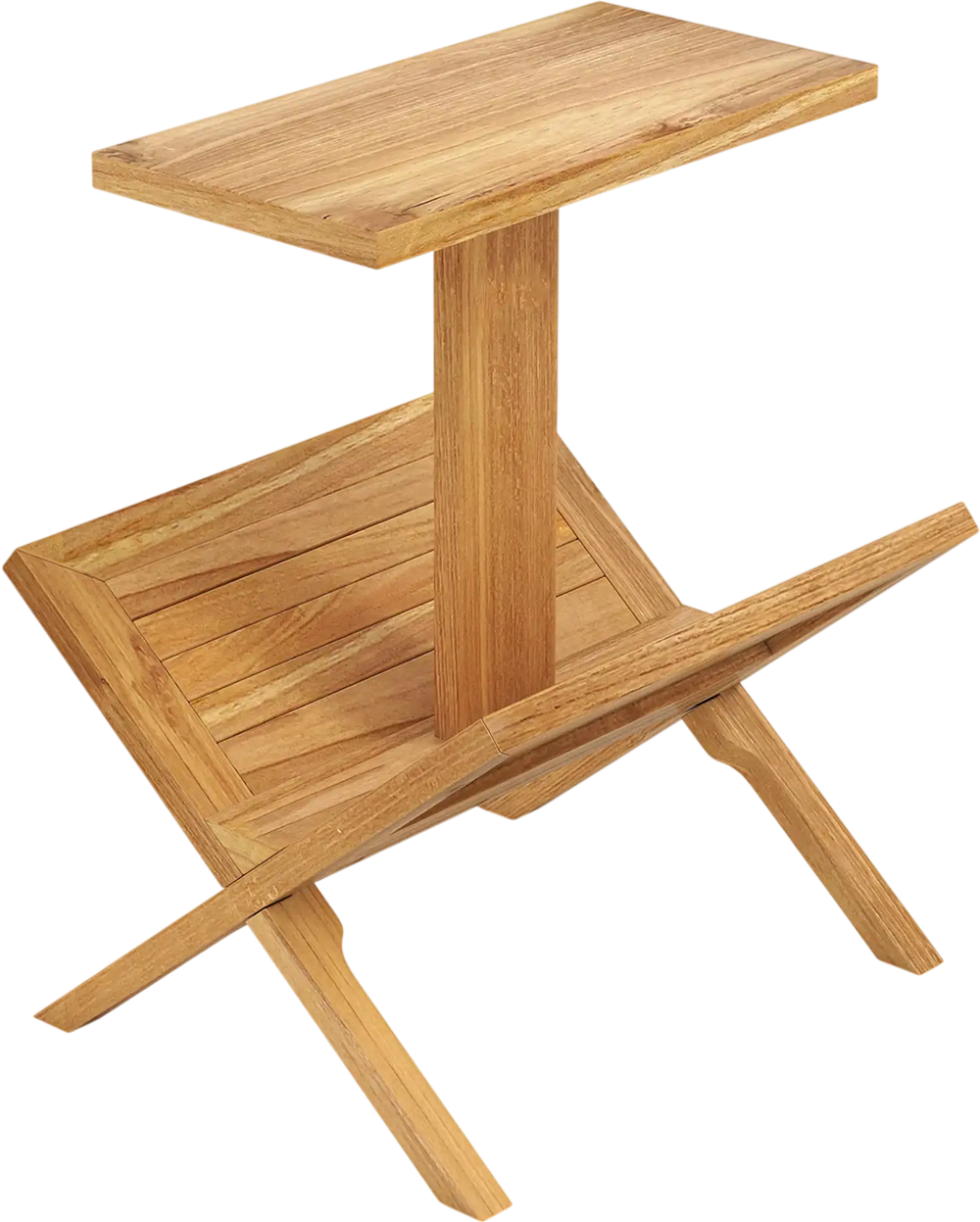 2-Tier Side Table Magazine Rack with Teak Wood Frame