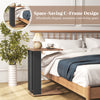C-shaped side table in rustic brown with dual-level storage and universal wheels, perfect for maximizing living space.