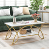 2-Tier Coffee Table Gold Rectangle for Living Room-Golden - Gallery View 1 of 10