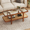 2-Tier Coffee Table with Storage and Tempered Glass Tabletop-Coffee - Gallery View 1 of 11